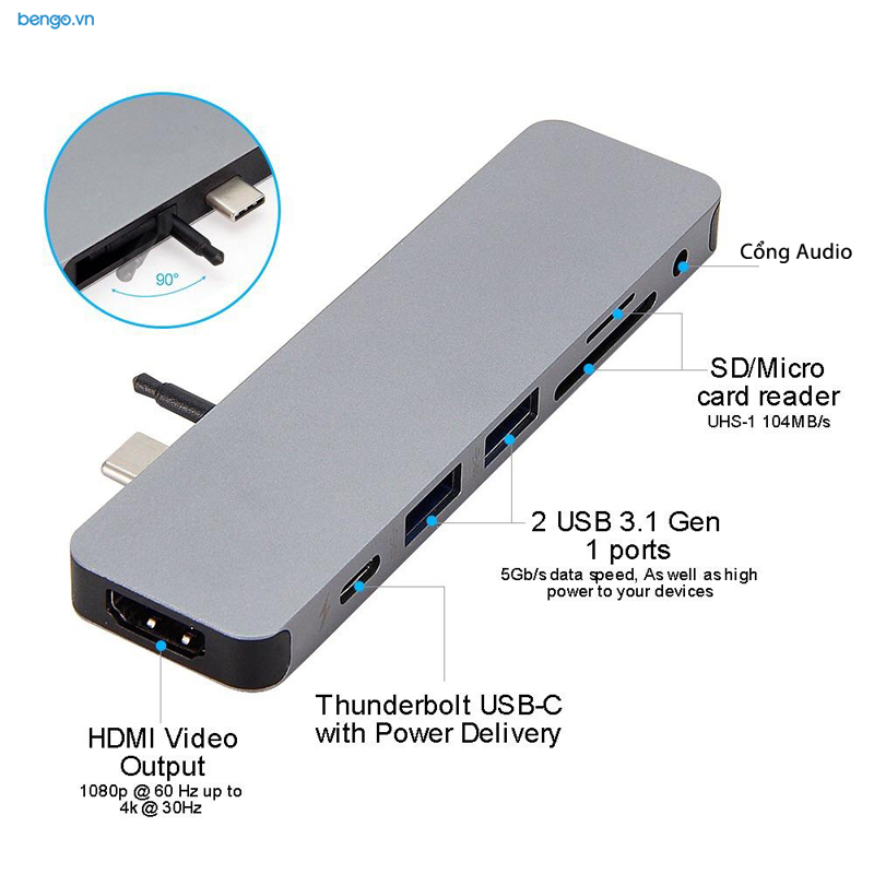 Cổng chuyển HyperDrive SOLO 7-in-1 USB-C Hub for MacBook, PC & Devices