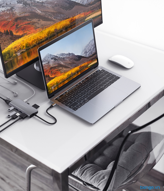Cổng chuyển USB-C 9 in 1 Hyperdrive POWER Hub cho Macbook Pro 12'',13″,15″ 2016/2017/ iPad Pro 2018