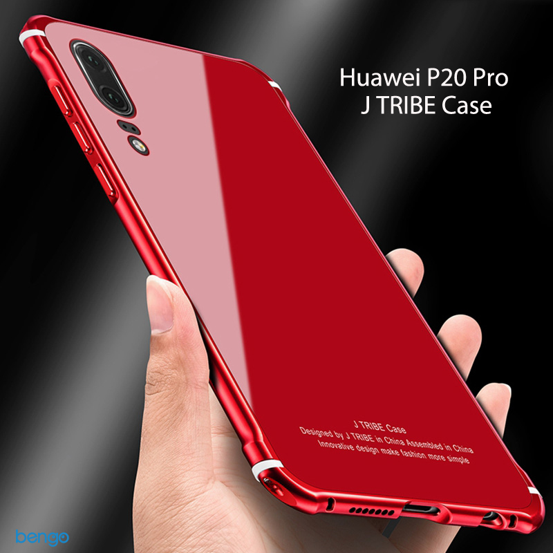 Ốp lưng viền kim loại Huawei P20 Pro J TRIBE Case mặt lưng kính
