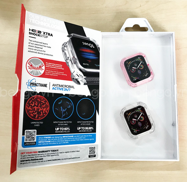 Bộ 2 ốp Apple Watch 40mm ITSKINS Spectrum // Clear Antimicrobial