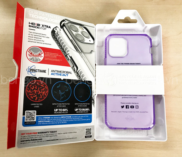 Ốp lưng iPhone 12 Mini ITSKINS Spectrum // Clear Antimicrobial