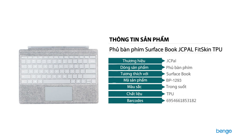 Phủ bàn phím Microsoft Surface Book JCPAL FitSkin TPU