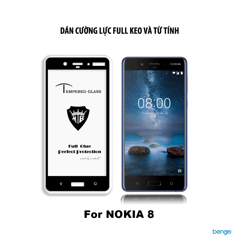 Dán cường lực Nokia 8 3D full keo và từ tính