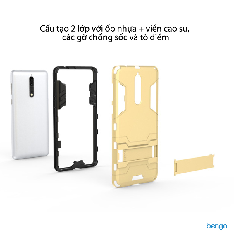 Ốp lưng Nokia 8 Iron Man 2 lớp dựng máy Ốp lưng Nokia 8 Iron Man 2 lớp dựng máy