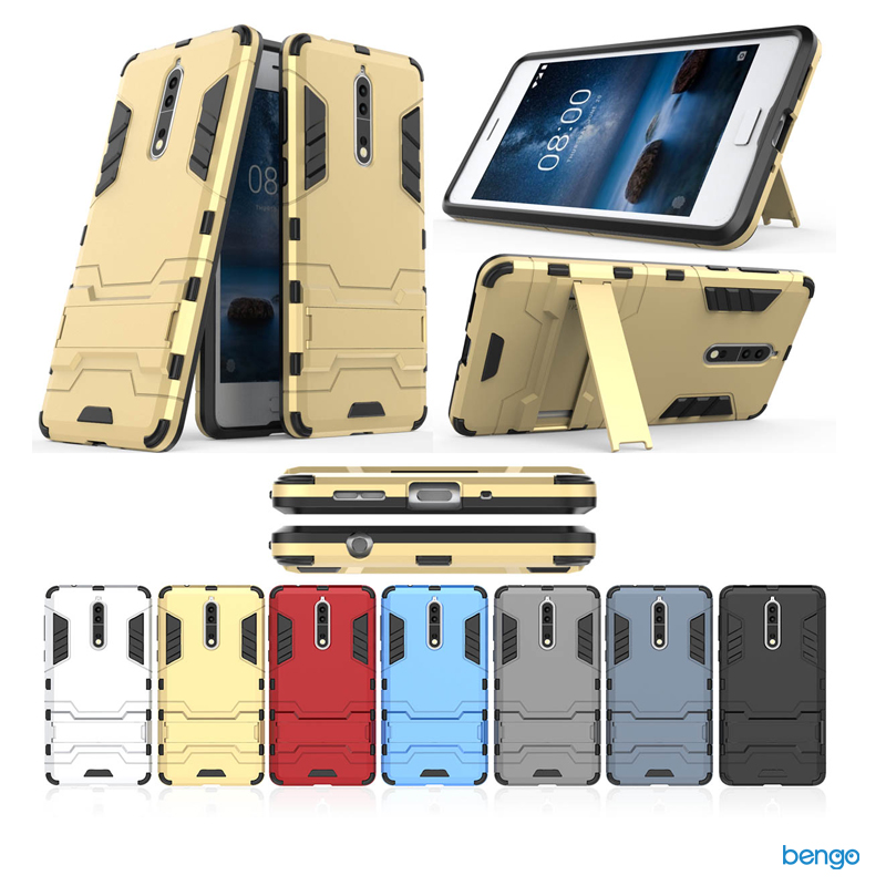 Ốp lưng Nokia 8 Iron Man 2 lớp dựng máy Ốp lưng Nokia 8 Iron Man 2 lớp dựng máy