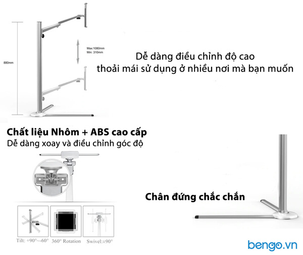 Giá đỡ điện thoại, tablet Floor Stand có thể điều chỉnh chiều cao - UP-6S