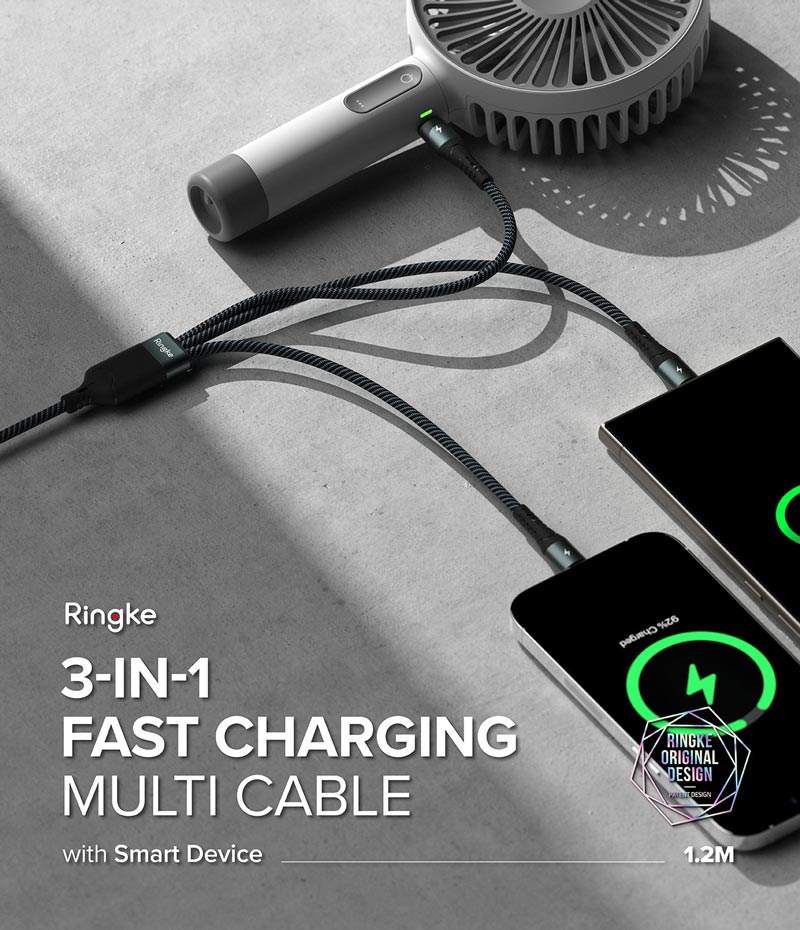 cáp sạc nhanh đa năng ringke 3-in-1 fast charging multi cable