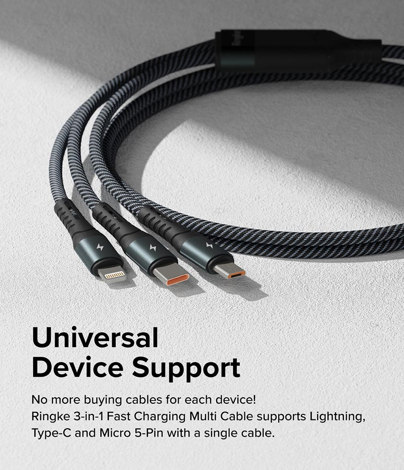 cáp sạc nhanh đa năng ringke 3-in-1 fast charging multi cable