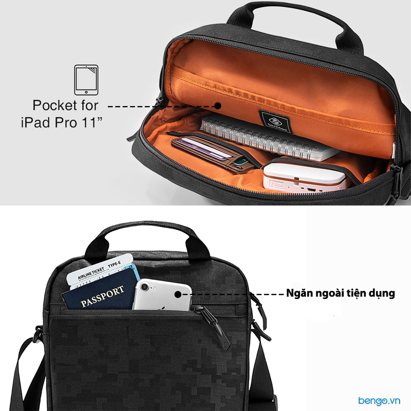 Túi đeo chéo iPad/Tablet 11 inch TOMTOC (USA) Cross body Shoulder Bag - A02-002D
