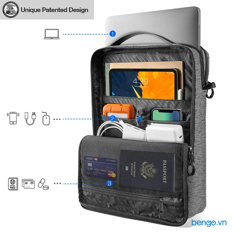 Túi chống sốc TOMTOC (USA) URBAN SHOULDER BAGS cho Macbook/Laptop 13 inch - H14-C01G