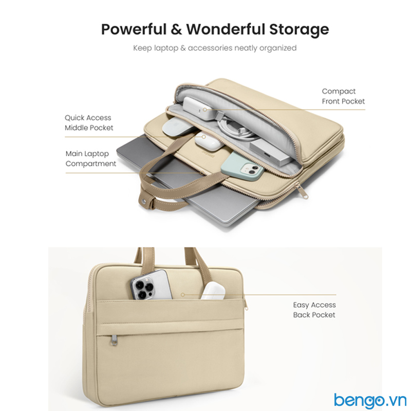 Túi đeo chéo Macbook 13/14, Ultrabook 13 TOMTOC (USA) Premium Theher Shoulder Bag - H22C1