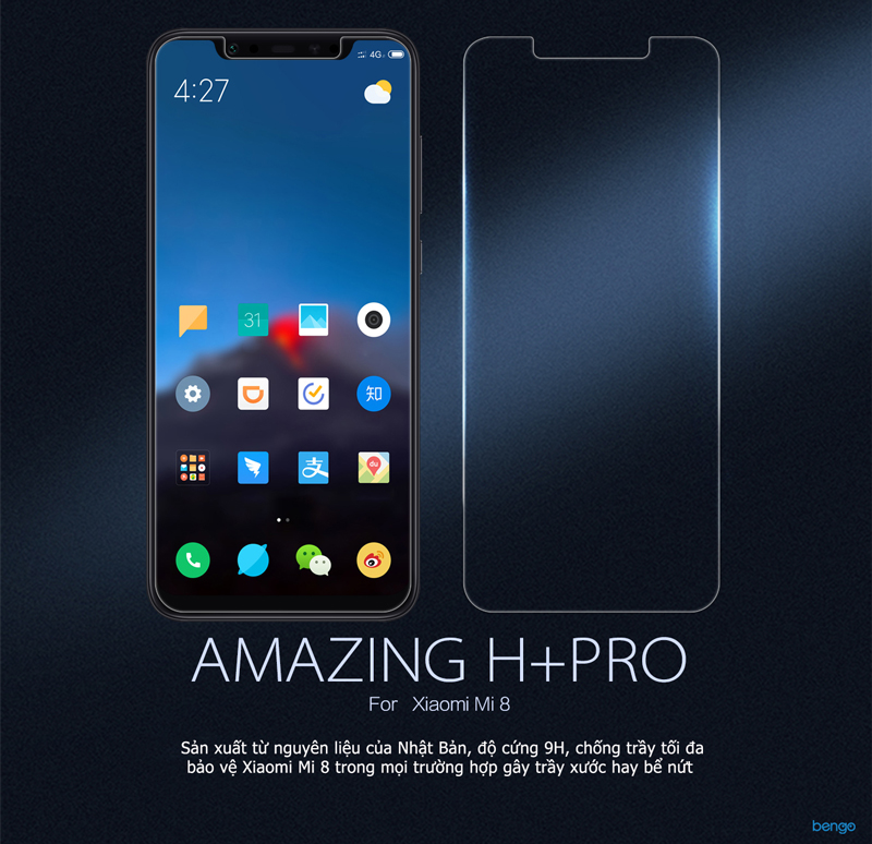 Kính cường lực Xiaomi Mi 8 Nillkin Amazing H + PRO Kính cường lực Xiaomi Mi 8 Nillkin Amazing H + PRO