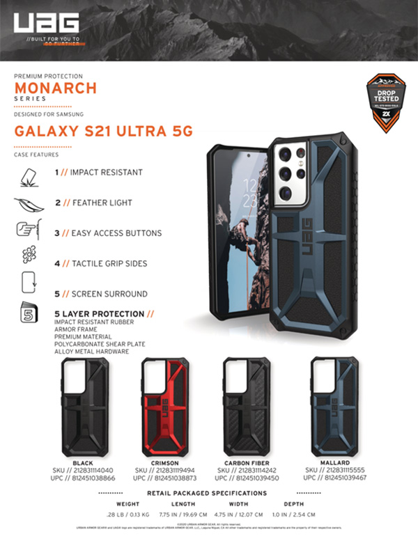 Ốp lưng Samsung Galaxy S21 Ultra 5G UAG Monarch Series