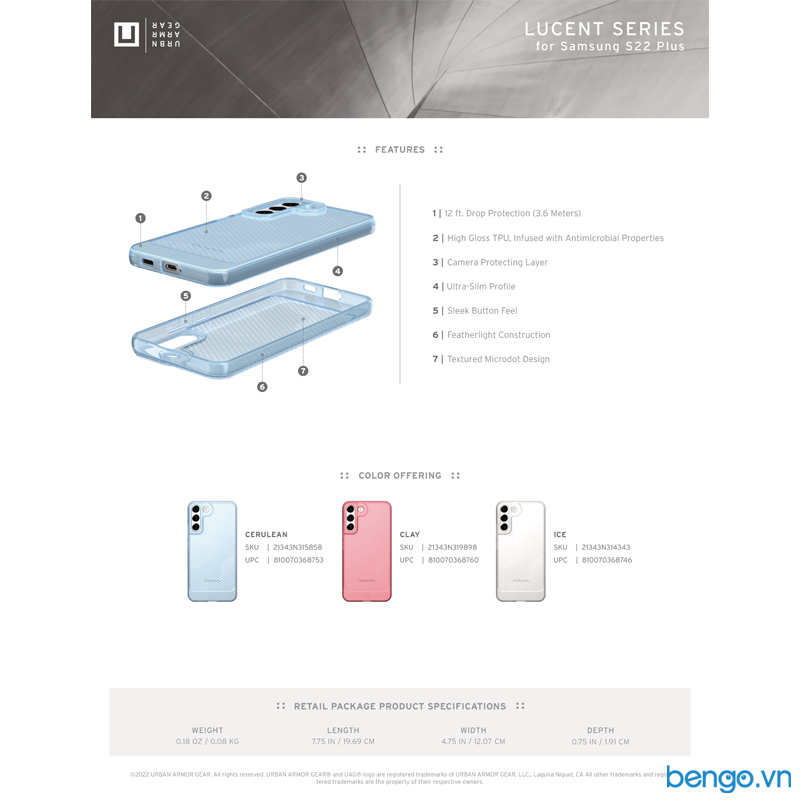 [U] Ốp lưng Samsung Galaxy S22 Plus UAG Lucent Series