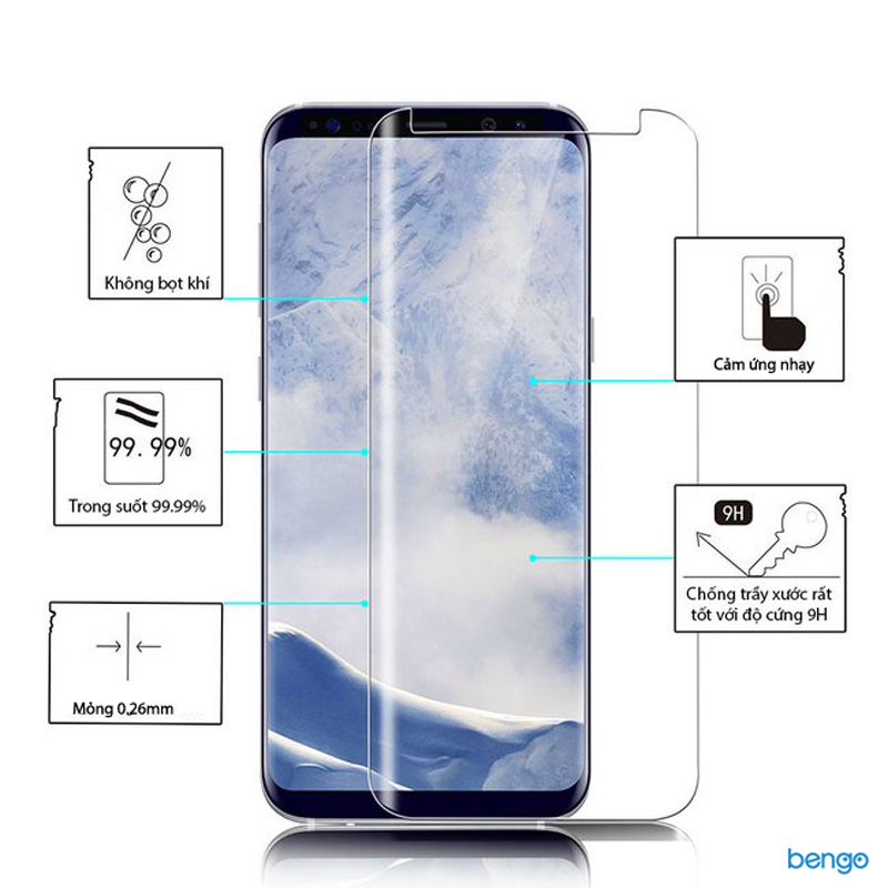Dán cường lực Samsung Galaxy S8 Plus 3D full keo UV