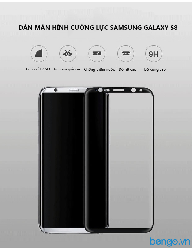Dán màn hình cường lực Samsung Galaxy S8 3D Full màn hình Dán màn hình cường lực Samsung Galaxy S8 3D Full màn hình