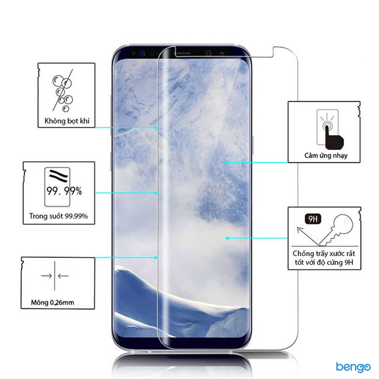 Dán cường lực Samsung Galaxy S8 3D full keo UV
