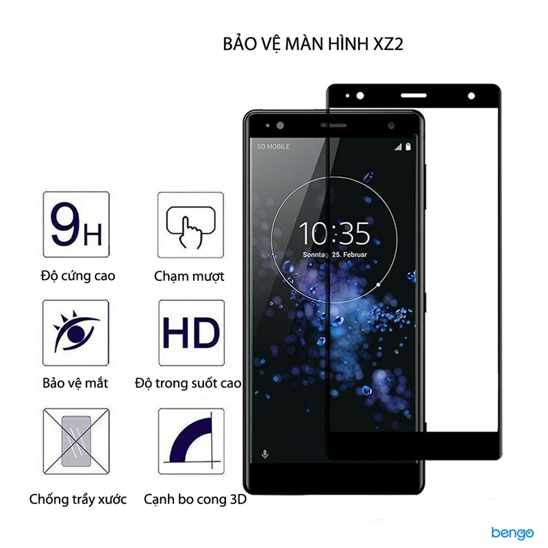Dán cường lực Sony Xperia XZ2 3D full màn hình Dán cường lực Sony Xperia XZ2 3D full màn hình