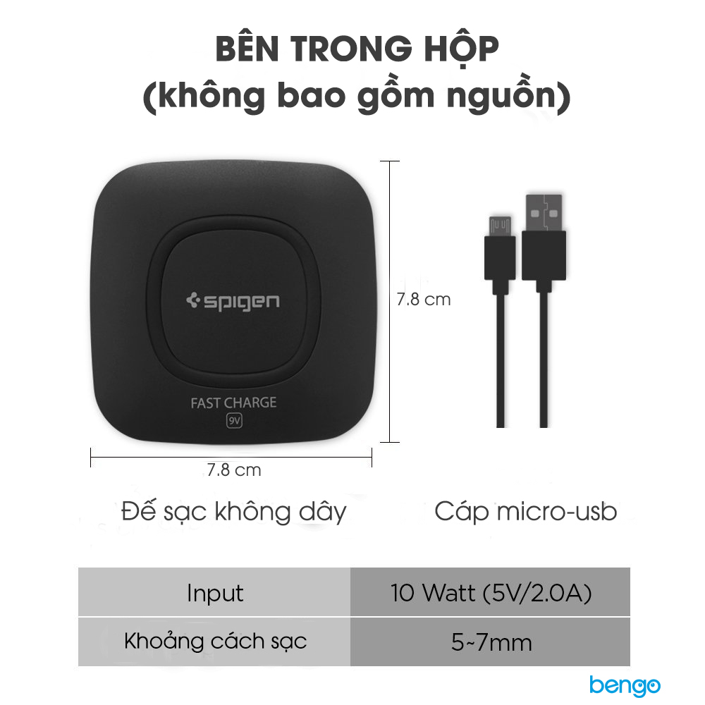 Đế sạc nhanh không dây Spigen Đế sạc nhanh không dây Spigen