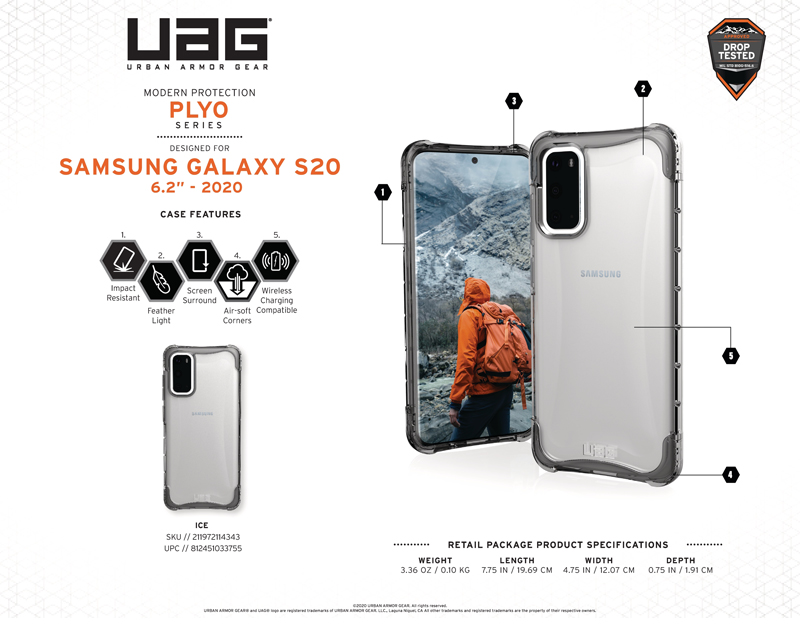Ốp lưng Samsung Galaxy S20 UAG Plyo