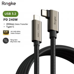 Cáp sạc nhanh 240W RINGKE 90 Degree USB-3.2 Gen 2X2 USB-C Cable