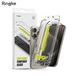 [Combo 2] Dán cường lực kèm khung dán iPhone 15 Pro Max RINGKE Easy Slide Tempered Glass