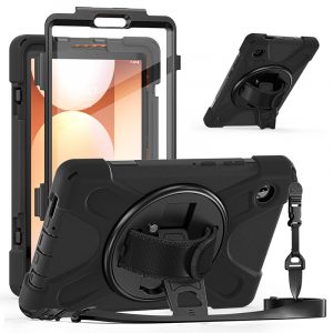 For Samsung Galaxy Tab A11 8.7 Inch 2025 SM-X130 / SM-X133 / SM-X135 Silicone and Plastic Combo Rugged case with Shoulder Strap