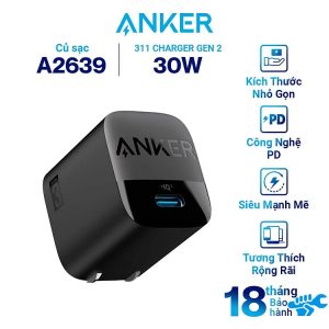 Sạc Anker 30w 313 / 311 GaN 2 (1 cổng USB-C) - A2639